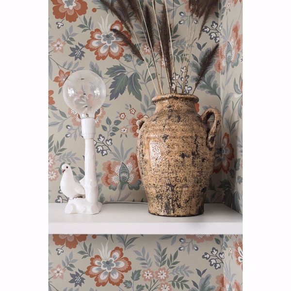 A Street Prints Athena Beige Floral Wallpaper