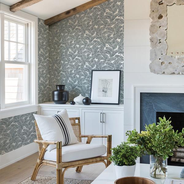 A Street Prints Athina Grey Fern Wallpaper