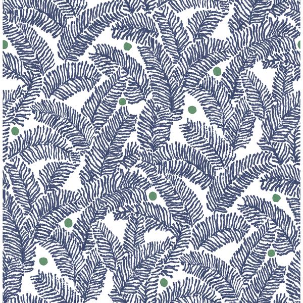 a street prints Athina Navy Fern Wallpaper