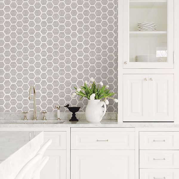 A Street Prints Aura Lavender Honeycomb Wallpaper
