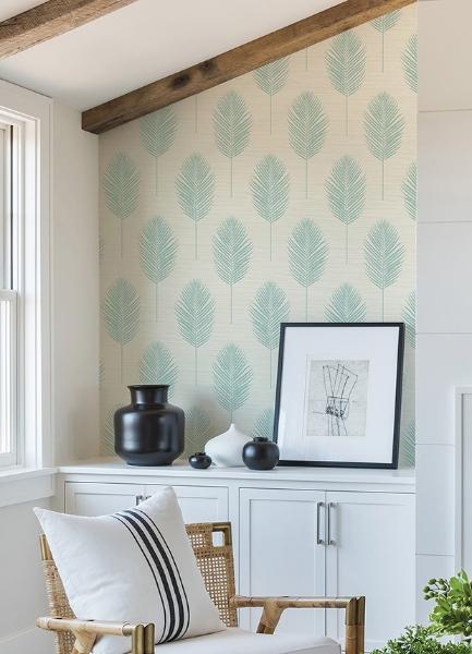 A Street Prints Bali Aqua Fern Wallpaper