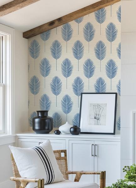A Street Prints Bali Blue Fern Wallpaper