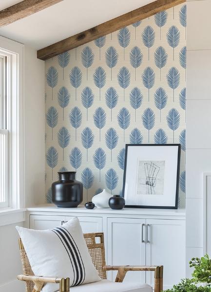 A Street Prints Bali Blue Fern Wallpaper