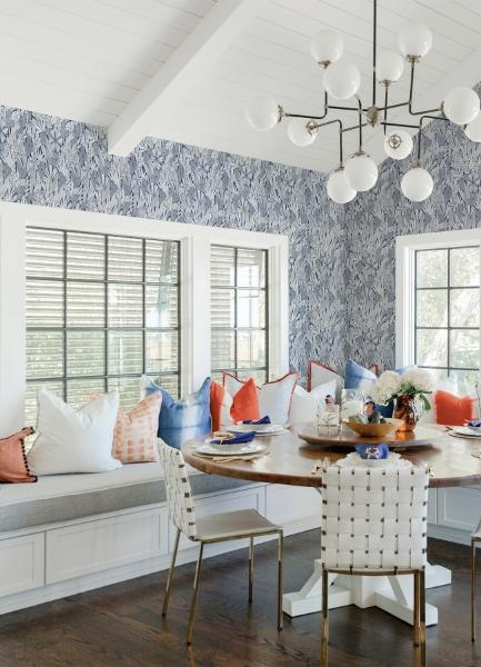 A Street Prints Bannon Blue Leaves Wallpaper