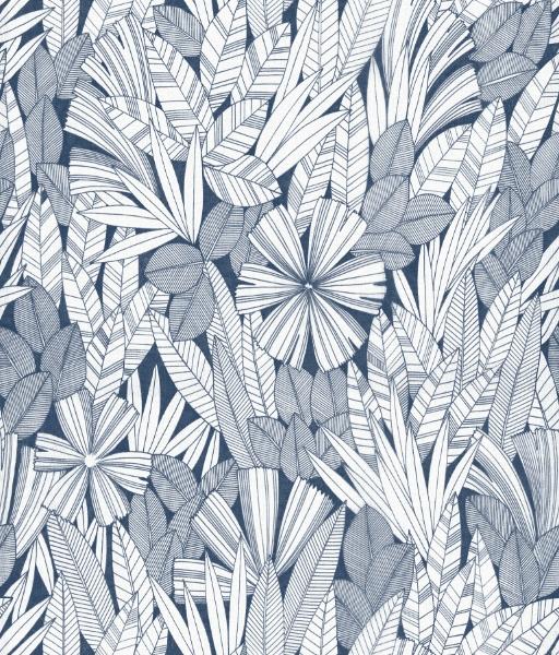 a street prints Bannon Blue Leaves Wallpaper