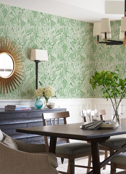 A Street Prints Bannon Green Leaves Wallpaper