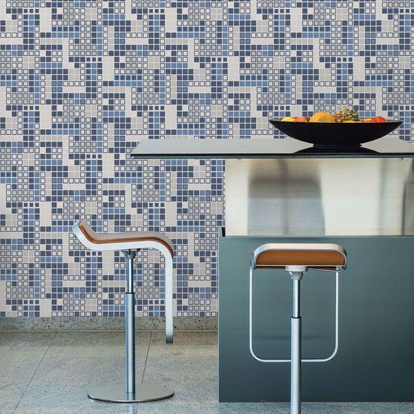 A Street Prints Bantry Blue Geometric Wallpaper