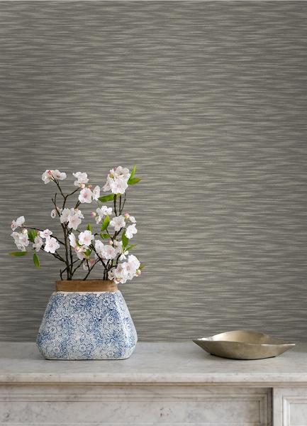 A Street Prints Benson Brown Faux Fabric Wallpaper