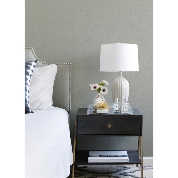 A Street Prints Bentley Grey Faux Linen Wallpaper