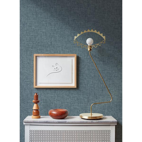 A Street Prints Bentley Navy Faux Linen Wallpaper