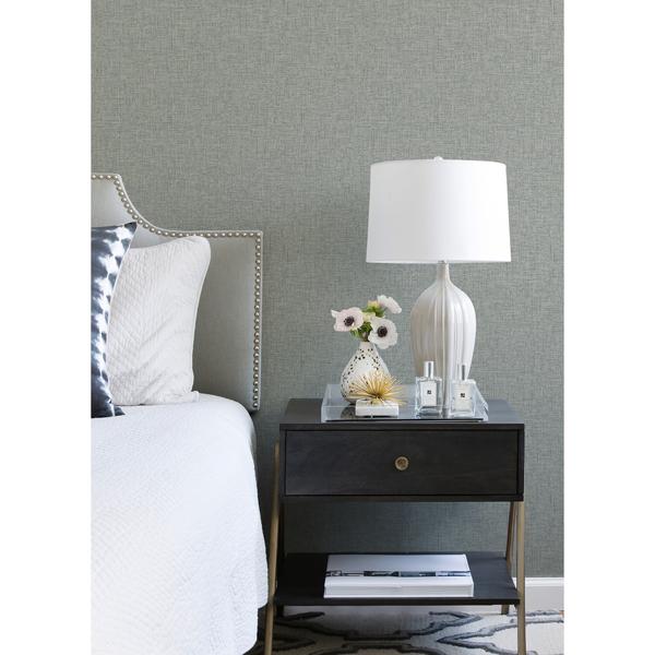 A Street Prints Bentley Slate Faux Linen Wallpaper
