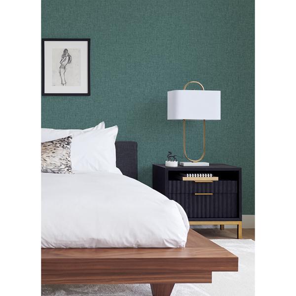 A Street Prints Bentley Teal Faux Linen Wallpaper