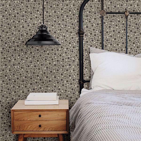 A Street Prints Bento Brown Geometric Wallpaper