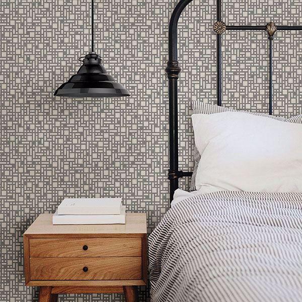A Street Prints Bento Grey Geometric Wallpaper