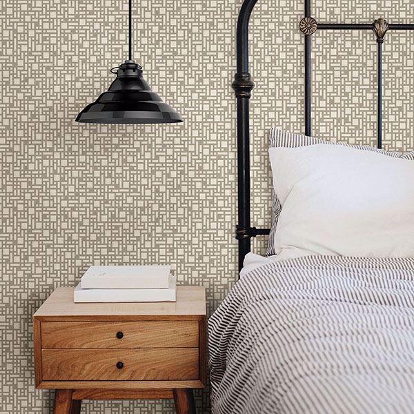 A Street Prints Bento Taupe Geometric Wallpaper