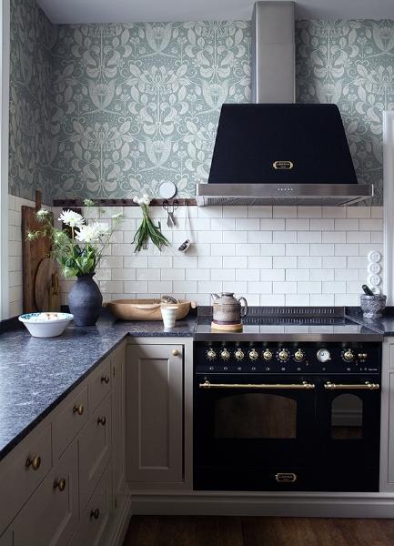 A Street Prints Berit Blue Floral Crest Wallpaper