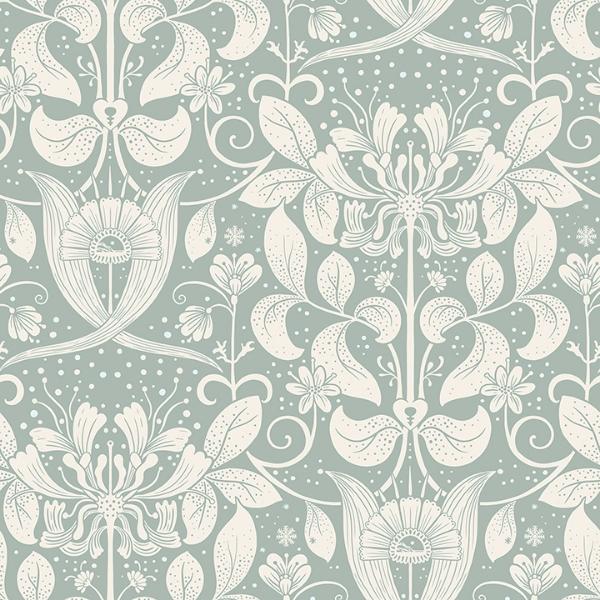 a street prints Berit Blue Floral Crest Wallpaper
