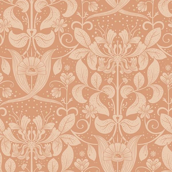 a street prints Berit Coral Floral Crest Wallpaper
