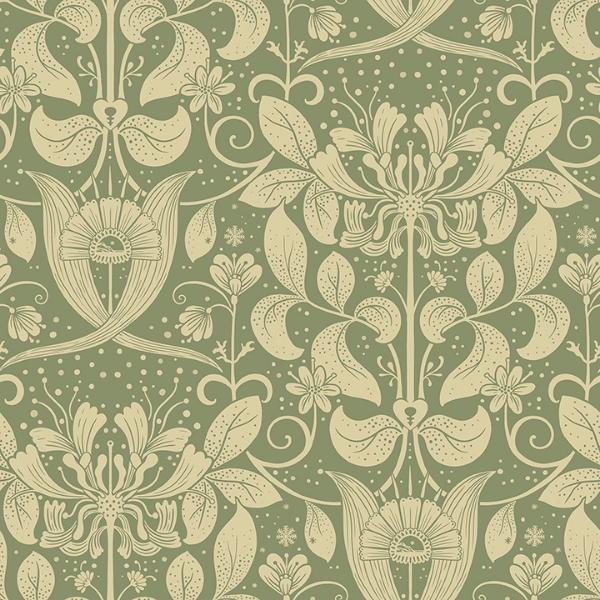 a street prints Berit Green Floral Crest Wallpaper