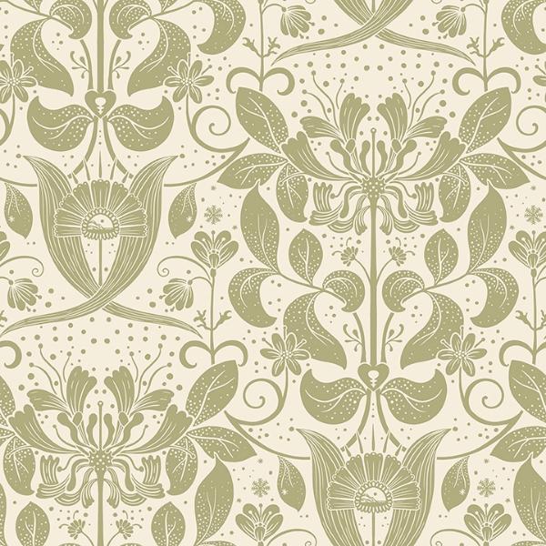 a street prints Berit Olive Floral Crest Wallpaper