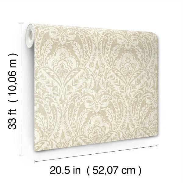 A Street Prints Berkshire Beige Damask Wallpaper
