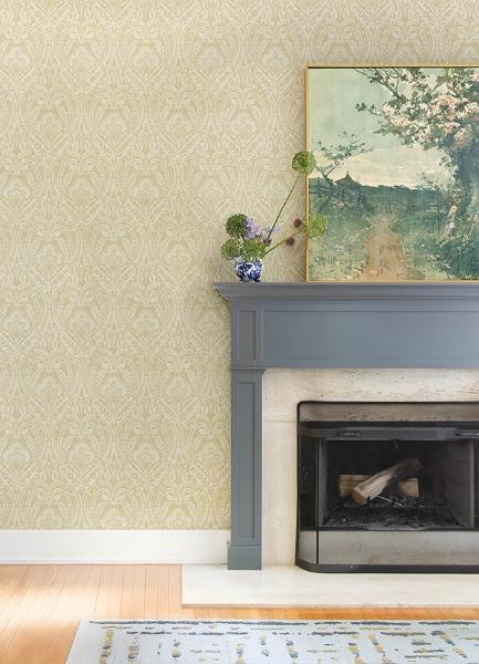 A Street Prints Berkshire Butter Damask Wallpaper