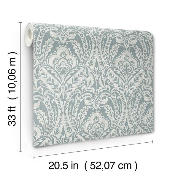 A Street Prints Berkshire Denim Damask Wallpaper