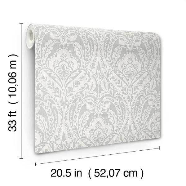 A Street Prints Berkshire Grey Damask Wallpaper