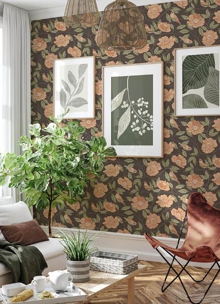 A Street Prints Bernadina Black Rosebush Wallpaper