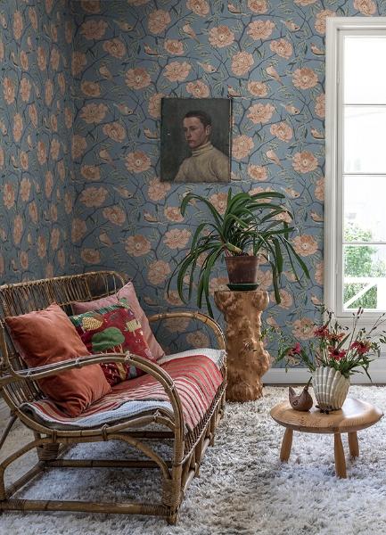 A Street Prints Bernadina Blue Rosebush Wallpaper