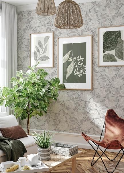 A Street Prints Bernadina Grey Rosebush Wallpaper