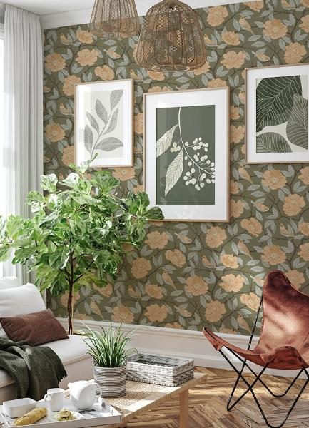 A Street Prints Bernadina Moss Rosebush Wallpaper