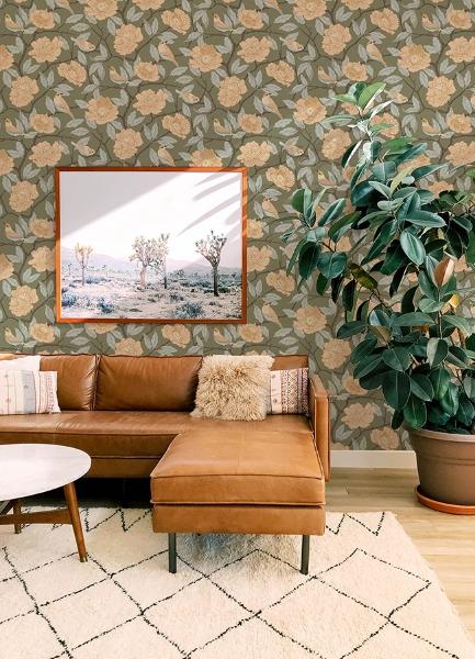 A Street Prints Bernadina Moss Rosebush Wallpaper