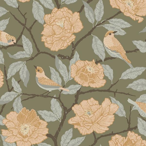 a street prints Bernadina Moss Rosebush Wallpaper