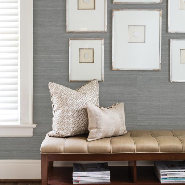 A Street Prints Binan Grey Grasscloth Wallpaper