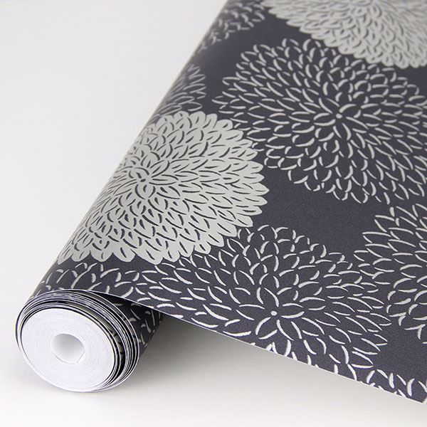 A Street Prints Blithe Charcoal Floral Wallpaper