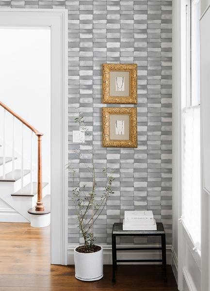 A Street Prints Braden Grey Tile Wallpaper