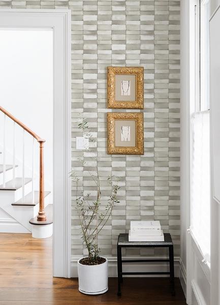A Street Prints Braden Silver Tile Wallpaper