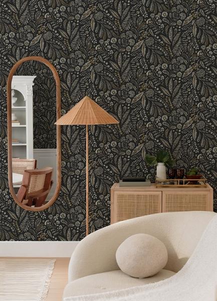 A Street Prints Briar Black Floral Wallpaper