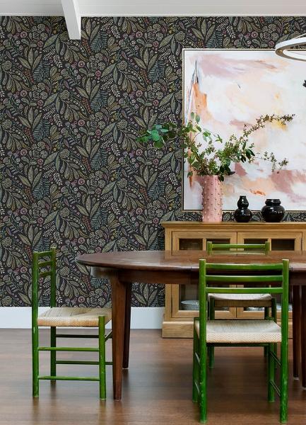 A Street Prints Briar Charcoal Floral Wallpaper