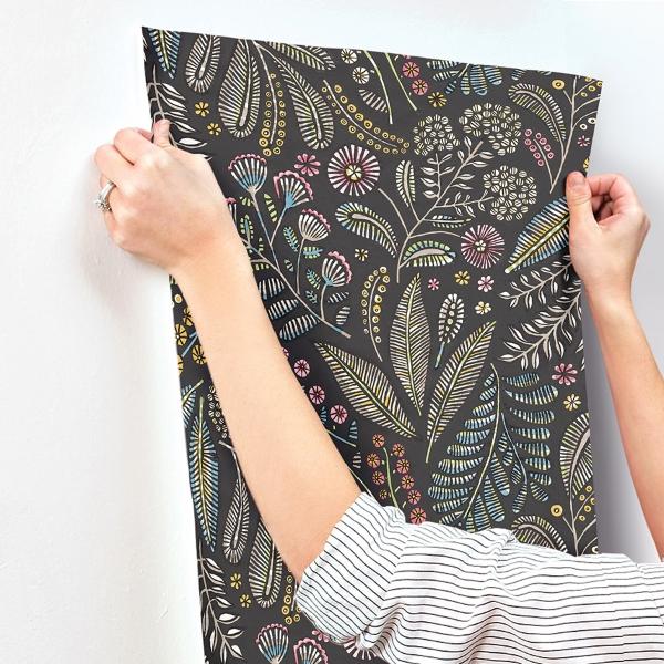 A Street Prints Briar Charcoal Floral Wallpaper