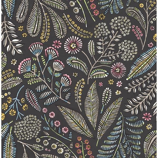 a street prints Briar Charcoal Floral Wallpaper