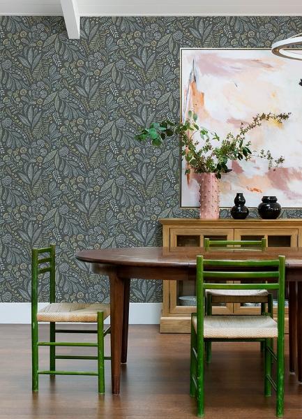 A Street Prints Briar Grey Floral Wallpaper