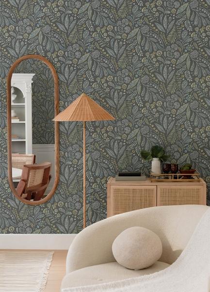 A Street Prints Briar Grey Floral Wallpaper