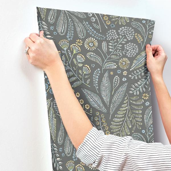 A Street Prints Briar Grey Floral Wallpaper