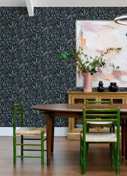 A Street Prints Briar Navy Floral Wallpaper