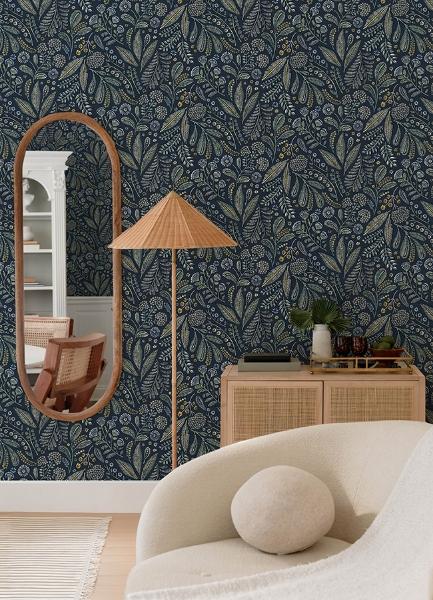 A Street Prints Briar Navy Floral Wallpaper