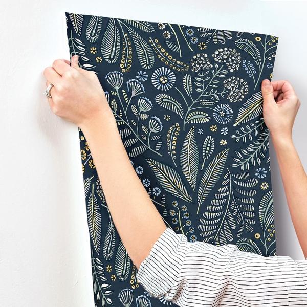 A Street Prints Briar Navy Floral Wallpaper