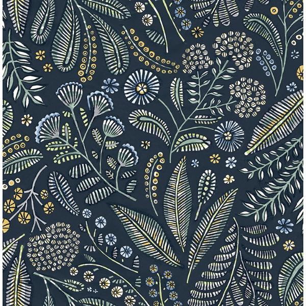 a street prints Briar Navy Floral Wallpaper