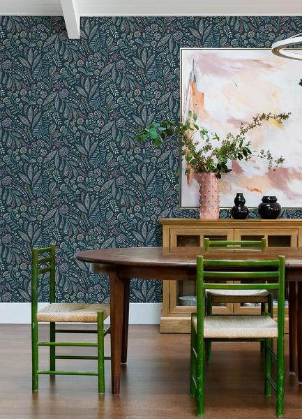 A Street Prints Briar Teal Floral Wallpaper